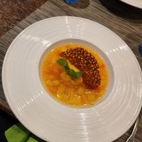 Tropical fruit with a sorbet at Le Globe in Quimper