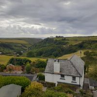 View of sea & sky from our room. at Michael House in Tintagel