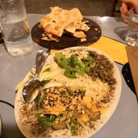 Lentile Stew and Couscous Salad with Pizza Bread at Casa Tortuga in Contadora