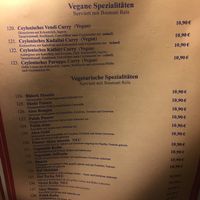 Menu  at Vinayaga in Stuttgart