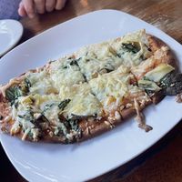 Flatbread pizza with added artichokes and spinachh  at Kilted Mermaid in Vero Beach