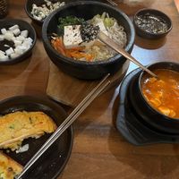 Mung Bean pancakes and Bibimbaap at Pyeong Chang Tofu in Berkeley