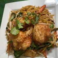 Stir fry noodles with teriyaki “chicken"  at Thanh Tinh Chay in San Diego