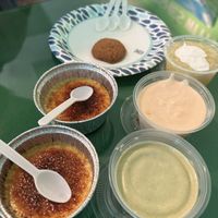 Free deserts 😲 flan, cheesecake, matcha and a mung bean desert!   at Thanh Tinh Chay in San Diego