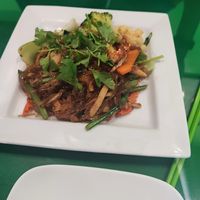 Stir fry glass noodles with vegan chicken at Thanh Tinh Chay in San Diego