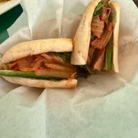 A Bahn Mi variation they have with Kimchi. Delicious but I prefer the tofu version. at Thanh Tinh Chay in San Diego