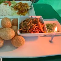 The tofu and marinade goes into the little shells.  at Thanh Tinh Chay in San Diego