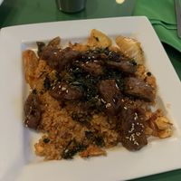kimchi fried rice with teriyaki beef  at Thanh Tinh Chay in San Diego