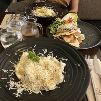 In the front: Carbonara, In the middle: Parmigiani, In the background: Gnocchi at Utopia in Nice