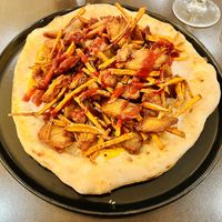 Chick’n, sweet potato and BBQ pizza   at Utopia in Nice