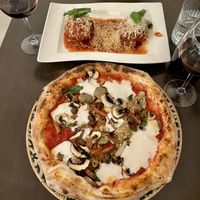 Arancini Balls and Capricciosa pizza  at Utopia in Nice