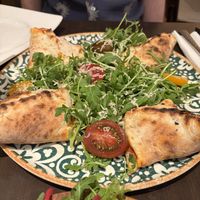 I forget the name of this dish but it was four flavours of pizza folded - so nice to try a few things at once!  at Utopia in Nice
