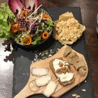 cheese plate with salad, nice contrast  at Utopia in Nice