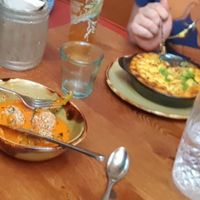 Kofta 500 on the left. Right hand dish is not vegan at Cinnamon Bazaar in London