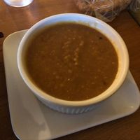 Cup of lentil soup at Stuff I Eat in Inglewood
