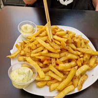 Plate of fries with vegan aioli at H Burger in Gran Canaria