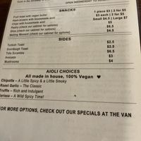 Menu early 2021 at Paper Moon in Annerley