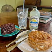 Vegan steak pie with chocolate lamington at Paper Moon in Annerley