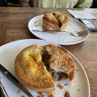 Sharing a half pie each. Curry lentil and creamy mushroom    at Paper Moon in Annerley