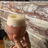 raspberry colada cocktail at Vegan Vice in Cambridge