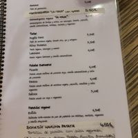 Menu  at La Mala Mujer in Madrid