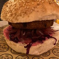 Oro rosso: vegan burger, caramelised onion and beet sauce, so tasty  at Open Baladin in Rome