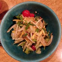Papaya and coriander salad! at Shimabukuro in Naha