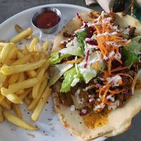 Gyro with fries at El Punto Vegano in Catano