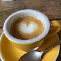 Café macchiato with oat milk/ Café macchiato avec lait d’avoine   at Bloom in Luxembourg City