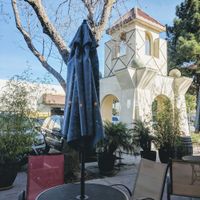Outdoor seating at Coastal Peaks Coffee in San Luis Obispo