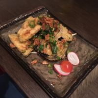 Salt and pepper aubergine starter  at The Regent in Stirling