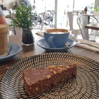Vegan treat with soy coffees at Bayside Pantry in Shellharbour