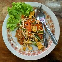 Vegan pad thai at Saifon Guesthouse in Ayutthaya
