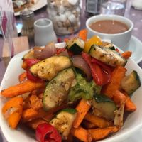 Roasted veg on fries at Times Square  in Devizes