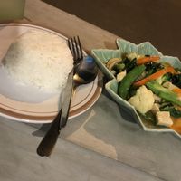 Mixed vegetable with tofu and rice  at Very Good in Pak Nam Pran