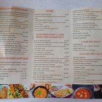 Menue with many vegan options at Bombay Grill in Miami Beach