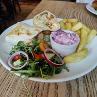 Chicken-less wrap 🌯 and chips at The Crown and Anchor in Eastbourne