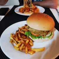 Vegan burger at Madeley in Trinidad