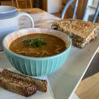 Moroccan soup and vegepate  at Lotus Bleu Cafe in Edmundston