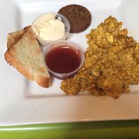 Tofu Scramble w/ Toast & Veggie Sausage at The Hummingbird Cafe in Butte
