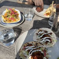 Jerk wraps, cheeseburger fries and bhaji naan  at The Roundhill in Brighton