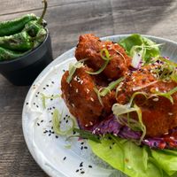 Padron Peppers and Fried Cauliflower at The Roundhill in Brighton
