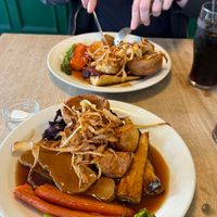‘Chicken’ roast with veg, potatoes and Yorkshire pudding   at The Roundhill in Brighton