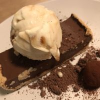 Amazing chocolate date tart with peanut salted caramel ice Cream! at The Roundhill in Brighton