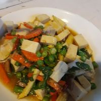 Tofu stir fri3d with basil at Ying Ying's Kitchen in Koh Phangan