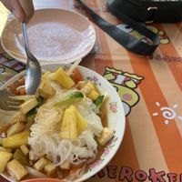 Sweet and sour tofu with noodles   at Ying Ying's Kitchen in Koh Phangan