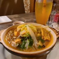Vegetables, tofu and glass noodles in clay pot at Unit Su Vege in Philadelphia