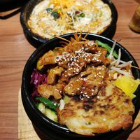 Rice bowl with Soja strips and avocado pancake at Feel Seoul Good in Berlin