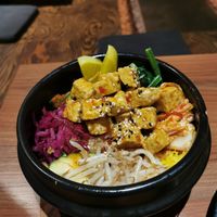 Rice bowl with tempeh at Feel Seoul Good in Berlin