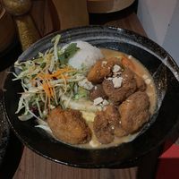 Veg and soy strips with peanut sauce   at Feel Seoul Good in Berlin